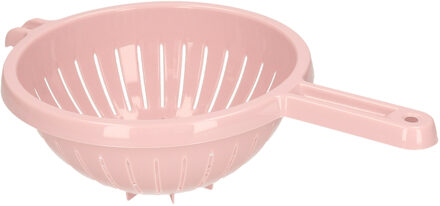 Plasticforte Keuken vergiet/zeef - kunststof - Dia 23 cm x Hoogte 10 cm - roze - Vergieten