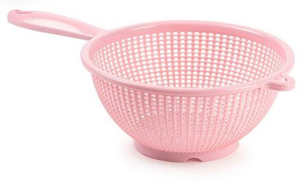 Plasticforte Keuken vergiet/zeef - kunststof - Dia 24 cm x Hoogte 11 cm - roze - Vergieten