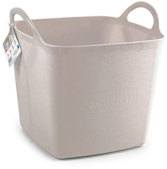 Plasticforte Kuip/emmer/wasmand - flexibel - beige - 27 liter - vierkant - kunststof - Wasmanden