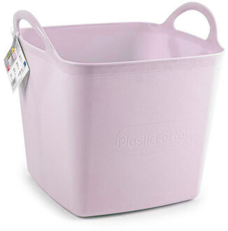 Plasticforte Kuip/emmer/wasmand - flexibel - roze - 27 liter - vierkant - kunststof - Wasmanden