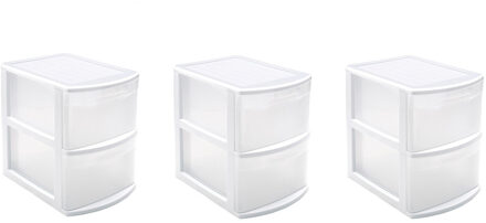 PlasticForte Ladeblok - Set van 3x stuks - 2 lades - bureau organizer - 39 x 29 x 40 cm
