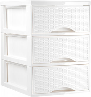 Plasticforte Ladeblokje/bureau organizer 3x lades - ivoor wit - L18 x B25 x H33 cm - Ladeblok