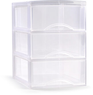 Plasticforte Ladeblokje/bureau organizer 3x lades - transparant - L26 x B37 x H37 cm - Ladeblok