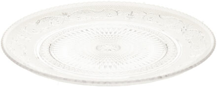 Plasticforte onbreekbare taart/gebakbordjes - kunststof - kristal stijl - transparant - dia 15 cm - Gebaksborden