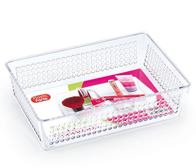 PlasticForte Opberg bakje/mandje/organizer - 24 x 16 cm - transparant - kunststof - Opbergbox