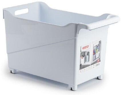 Plasticforte opberg Trolley Container - wit - op wieltjes - L45 x B24 x H27 cm - kunststof - Opberg trolley