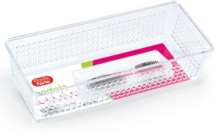 PlasticForte Opbergbakje - mandje - organizer - 26x11 cm - transparant - Opbergbox