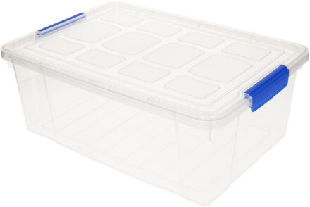 Plasticforte Opbergbox met deksel - 9 liter - transparant - kunststof - Opbergmanden