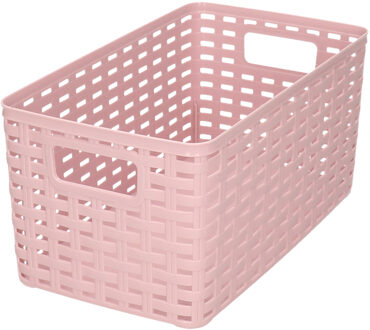 PlasticForte Opbergmand - Kastmand - rotan kunststof - oud roze - 5 Liter - 15 x 28 x 13 cm - Opbergmanden