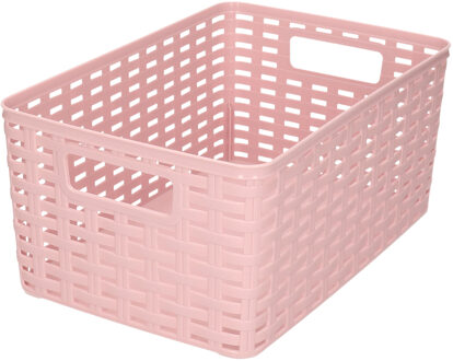 Plasticforte Opbergmand - Kastmand - rotan kunststof - oud roze - 6 Liter - 19 x 29 x 13 cm - Opbergmanden