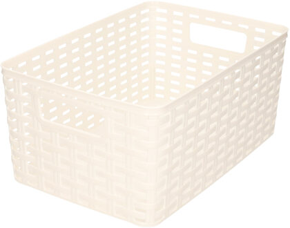 Plasticforte Opbergmand - Kastmand - rotan kunststof - wit - 10 Liter - 22 x 33 x 16 cm - Opbergmanden