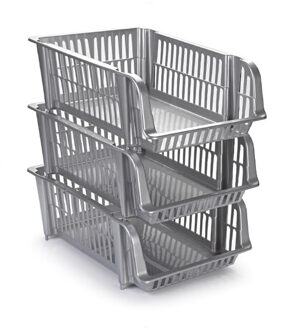 PlasticForte Opbergmand stapelbaar - 12x - 20 liter - zilvergrijs - kunststof