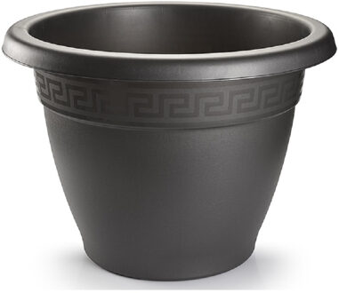 Plasticforte Plantenpot - antraciet - kunststof - rond - D25 cm - Plantenpotten Grijs