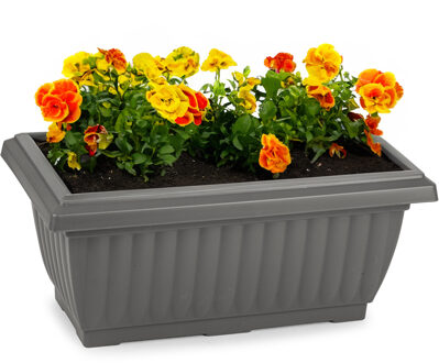 Plasticforte Plantenpot/bloempot Windsor - buiten - kunststof - antraciet - L33 x B18 x H15 cm - Plantenpotten Grijs