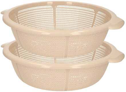 PlasticForte set van 2x stuks kunststof keuken vergiet van 31 x 9.5 cm taupe - Vergieten