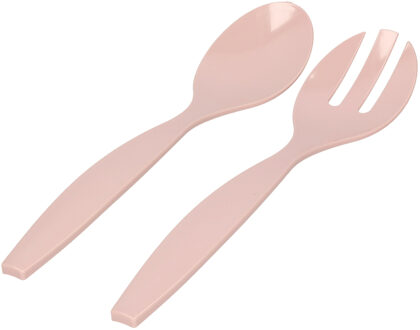 Plasticforte Sla bestek/couvert setje - roze - kunststof - 29 cm - Slabestek