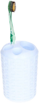 Plasticforte Tandenborstelhouder - wit - kunststof - geweven - 14 cm - Tandenborstelhouders
