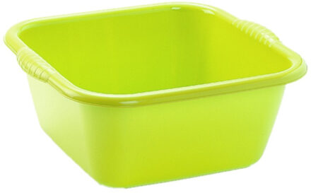 Plasticforte teiltje/afwasbak - vierkant - kunststof - 6 liter - 31 x 29 x 13 cm - Groen - Afwasbak