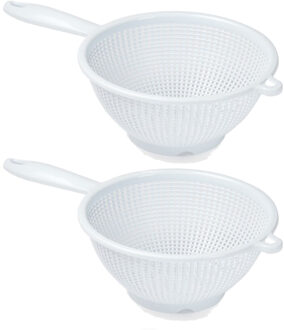 PlasticForte Vergiet met handvat - 2x stuks - wit - 24 cm