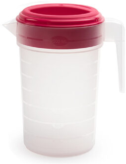 Plasticforte Waterkan met deksel - fuchsia - 2L- transparant - kunststof - Schenkkannen Roze