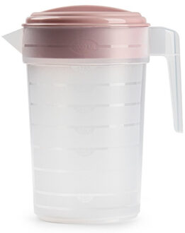 PlasticForte Waterkan met deksel - roze - 2L- transparant - kunststof - Schenkkannen
