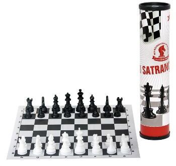 Plastik Turnuva Satranç Seti, Roll-Up Mat Seyahat Eğlence Hediye 45 Cm X 45 Cm Queen Gambit