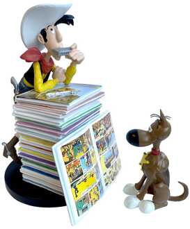 Plastoy Lucky Luke: Lucky Luke and Rantanplan Stack of Comics Collector Figure