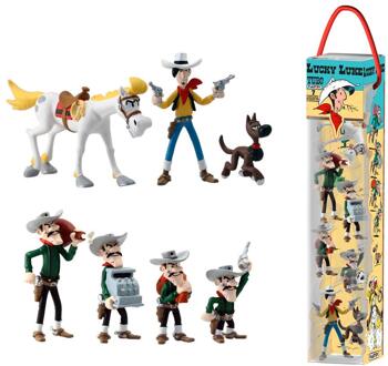 Plastoy Tube met 7 figuren Lucky Luke en de Daltons