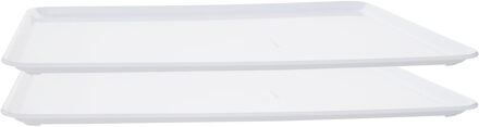 Plat dienblad wit kunststof - 2x - 42 x 30 cm - Action products