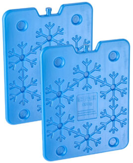 Plat groot koelelement - 2x - blauw - kunststof - 800 ml - 25 x 32 cm