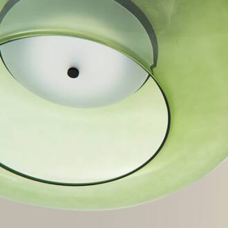 Plat LED hanglamp decentraal groen metallic-zwart, groen