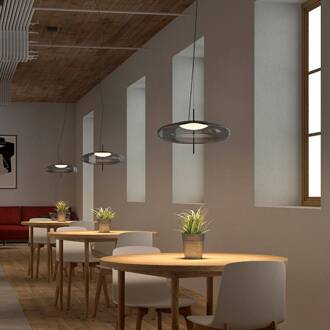 Plat LED hanglamp decentraal rookgrijs metallic-zwart, rookgrijs