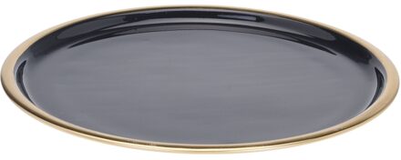 Plateau zwart met gouden rand, 36cm