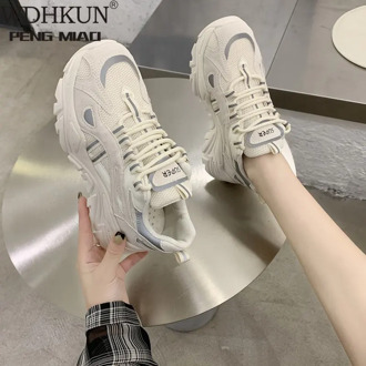 Platform Breathable Walking Sneakers New Stylish Women Causal Shoes Dropshipping Increasing 5CM INS Cushioning Height Sneakers