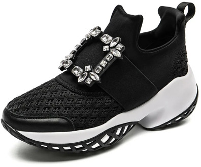 Platform Sneakers Crystal Buckle Air Mesh Designer Trainers Thick Bottom Chunky Women's Sneakers Vulcanized Casual Shoes N8-20