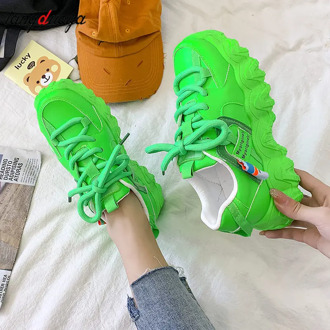 Platform Women Sneakers white Green Casual Shoes Women Thick Sole Tennis Chunky Shoes Basket Femme women shoes 2020