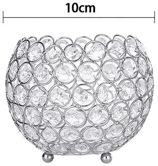 Plating Smeedijzeren Kristallen Kaarshouder Hollow Out Kaars Cup Tafel Center Kerst Decoraties Voor Party Bruiloft Ornamenten zilver 100mm