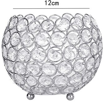 Plating Smeedijzeren Kristallen Kaarshouder Hollow Out Kaars Cup Tafel Center Kerst Decoraties Voor Party Bruiloft Ornamenten zilver 120mm