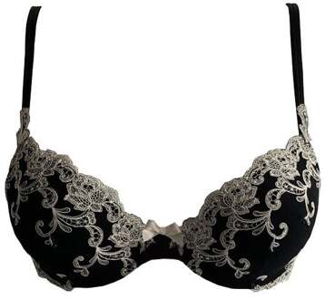 Platinum Fashion BH 0339F - Diepe Cup & Maximale Steun Zwart/Ivoor - 80F