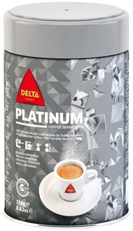 Platinum Natural roasted coffee, can 250 gr DELTA coffee