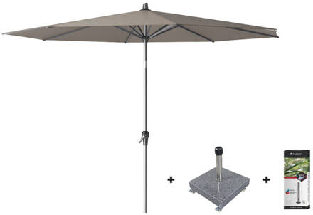 Platinum Riva parasol 3 m. rond - Premium - Havanna + voet + hoes Taupe