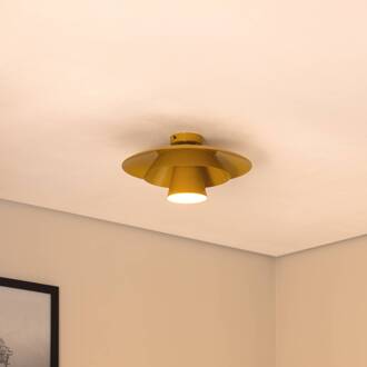 Plato plafondlamp, mosterdgeel, metaal, Ø 38 cm, E27