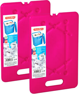 Platte dunne Koelelementen 800 gram - 2x - 30 x 20 x 1.5 cm - roze - Voor koelbox en koeltas