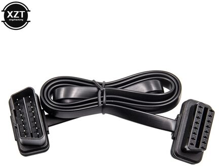 Platte Dunne Obd Kabel 16Pin ELM327 2 Interfaces Man-vrouw Elleboog Obdii Verlengkabel Diagnostic Scanner Connector 100CM