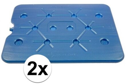 Platte koelelementen - 2x - 32 x 25 cm - voor in een koelbox of koeltas - blauw