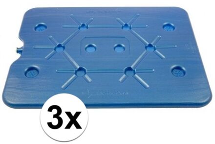 Platte koelelementen - 3x - 32 x 25 cm - voor in een koelbox of koeltas - blauw
