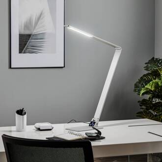 Platte LED bureaulamp Wasp uit aluminium alu geborsteld