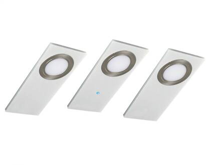 Platte LED meubelverlichting Pano set van 3, wit acrylafdekking wit