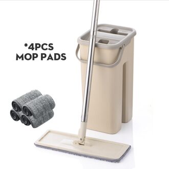 Platte Mop Emmer Systeem Scheidt Vuil En Schoon Water Handen Gratis Zelfreinigend Systeem Wasbaar En Herbruikbaar Microfiber Pads DR-BHW21