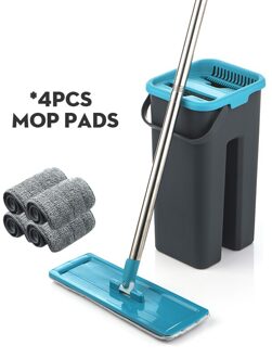 Platte Mop Emmer Systeem Scheidt Vuil En Schoon Water Handen Gratis Zelfreinigend Systeem Wasbaar En Herbruikbaar Microfiber Pads DR-BHW23